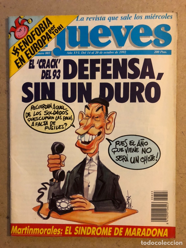 Coleccionismo de Revista El Jueves: EL JUEVES N&deg;803 (OCTUBRE 1992). EL CRACK DEL &lsquo;93. INCLUYE POSTER.