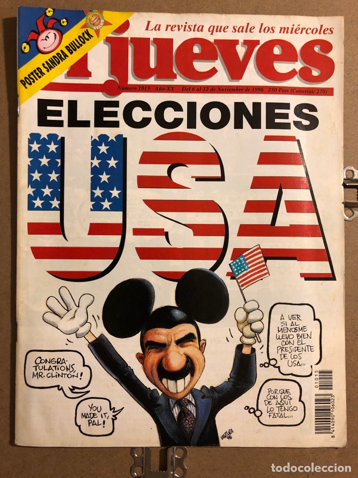 Coleccionismo de Revista El Jueves: EL JUEVES N&deg; 1015 (1996). ELECCIONES USA.