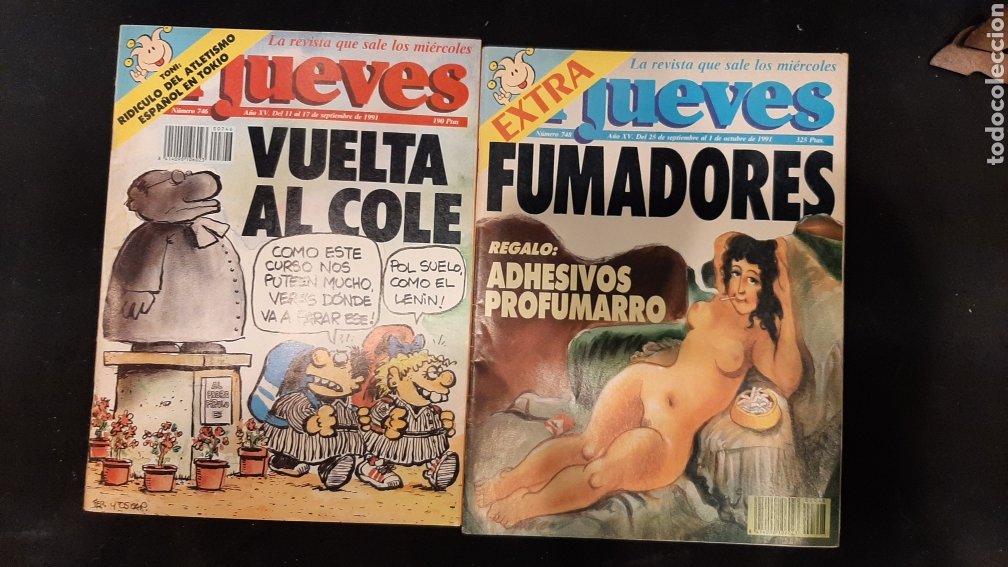 DOS REVISTAS JUEVES VUELTA AL COLE Y FUMADORES (Coleccionismo - Revistas y Periódicos Modernos (a partir de 1.940) - Revista El Jueves)