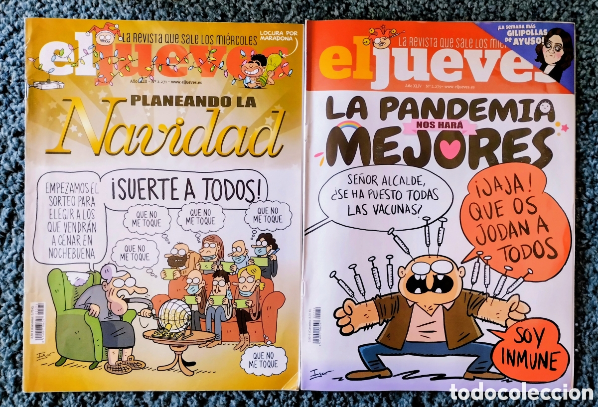 Coleccionismo de Revista El Jueves: 2 revistas EL JUEVES como NUEVAS: PLANEANDO LA NAVIDAD (2020) + LA PANDEMIA NOS HAR&Aacute; MEJORES (2021)