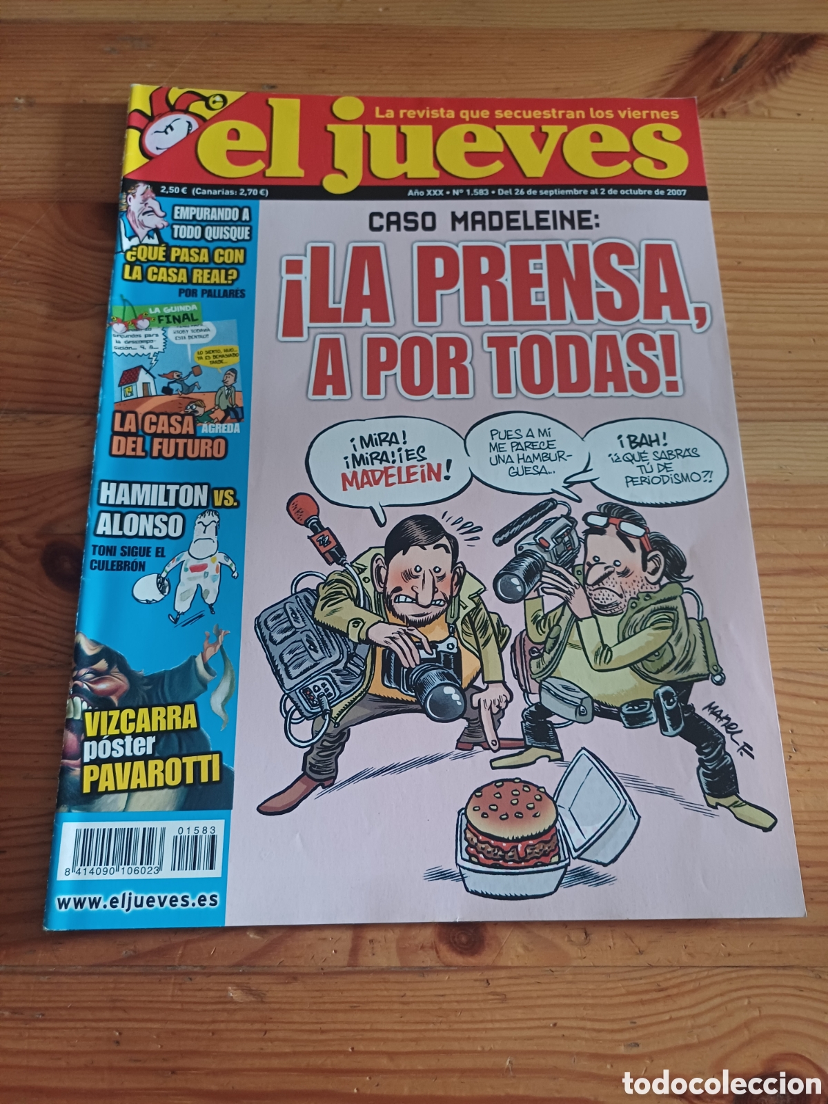 Coleccionismo de Revista El Jueves: Revista el jueves 26 septiembre 2007 1583 Poster Pavarotti