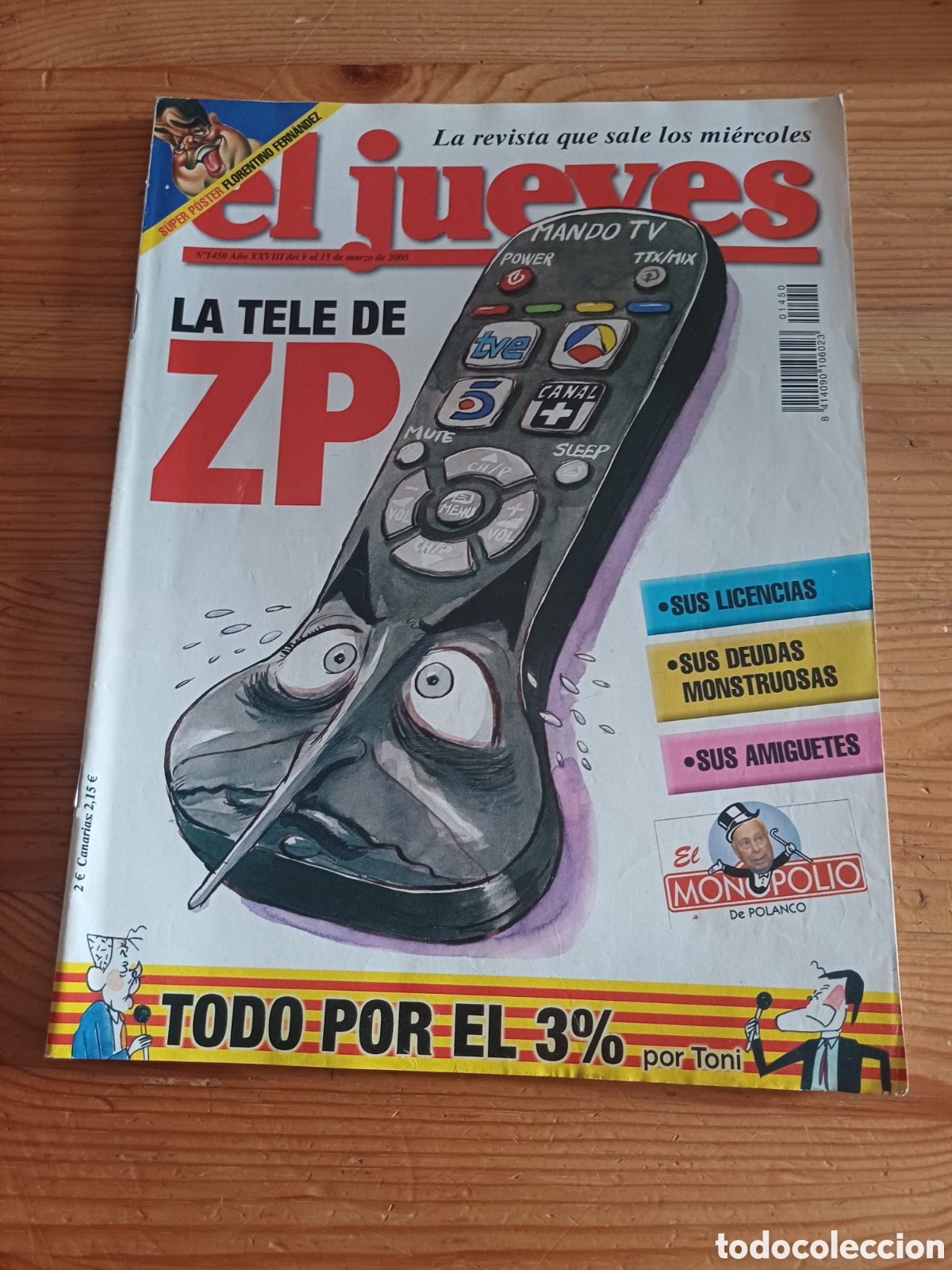 Coleccionismo de Revista El Jueves: Revista el jueves 1450 Poster Florentino Fernandez