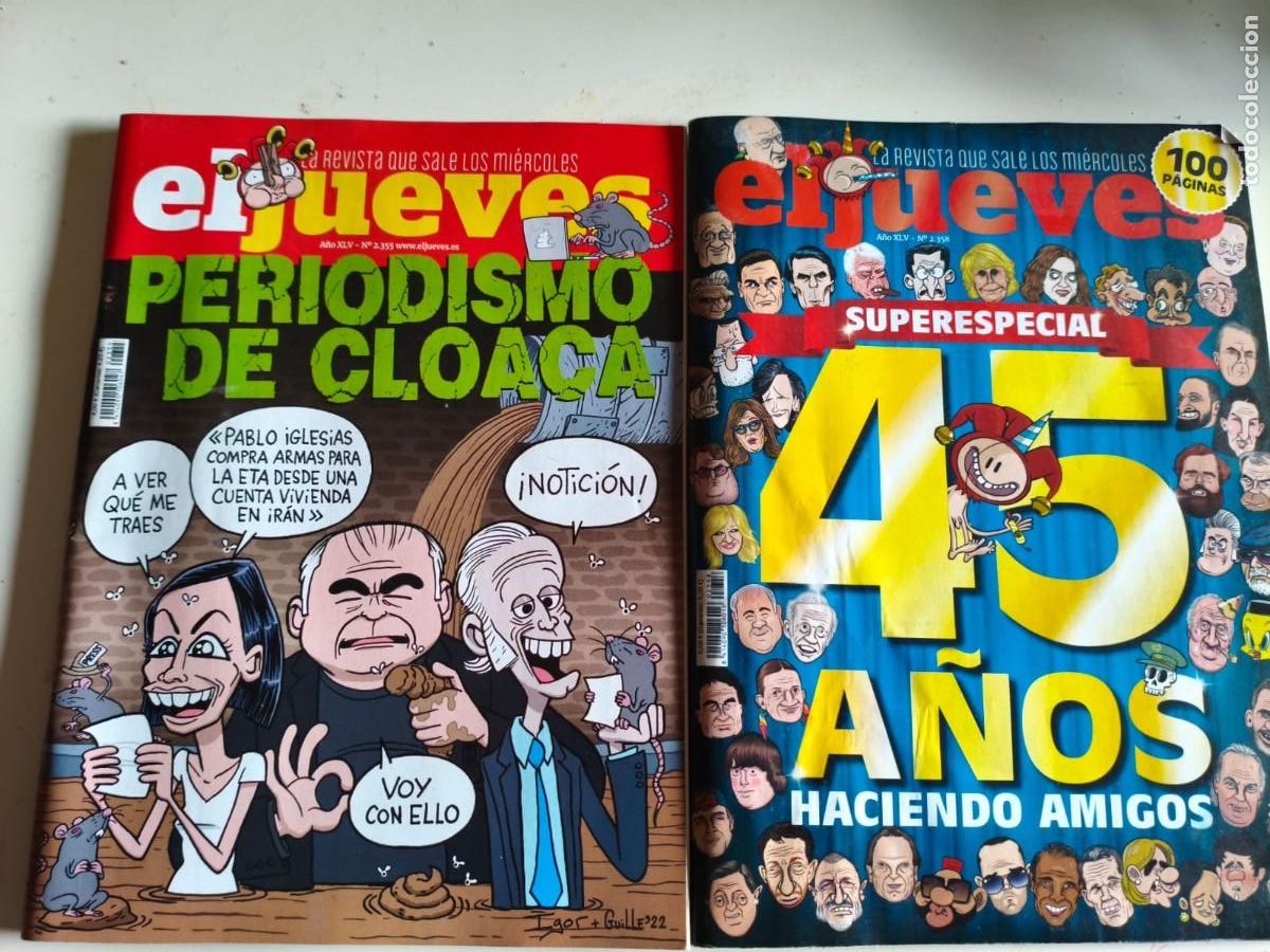 Coleccionismo de Revista El Jueves: EL JUEVES la revista que salr los mi&eacute;rcoles a&ntilde;o XLV n1 2358 y 2355 agosto 2022 - especial 45 a&ntilde;os