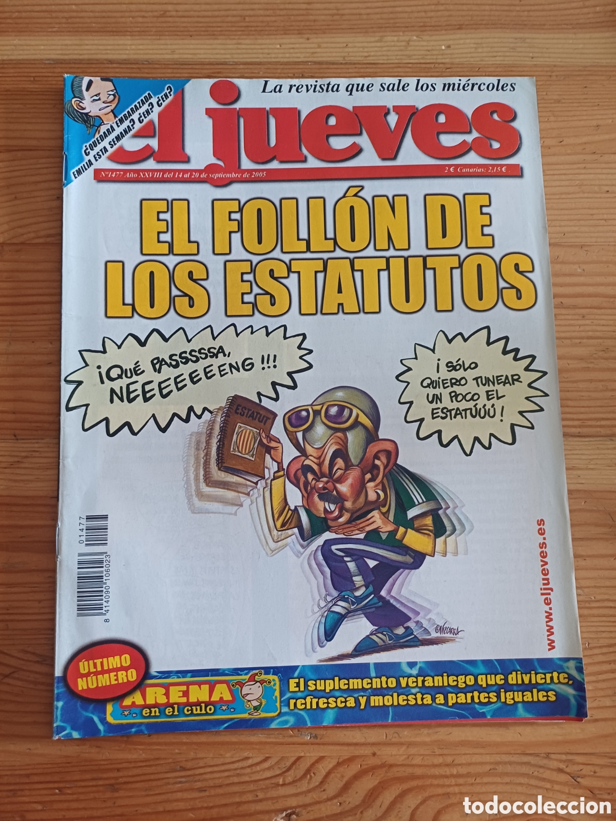 Coleccionismo de Revista El Jueves: Revista El Jueves 1477 Maragall Estatut Poster Anna Kournikova tenis
