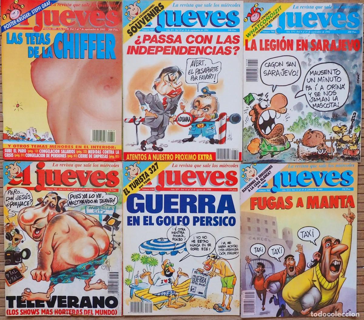 Coleccionismo de Revista El Jueves: LOTE DE 6 REVISTAS DE EL JUEVES DE LOS A&Ntilde;OS 90: N&ordm; 798, 747, 849, 768, 690, 738