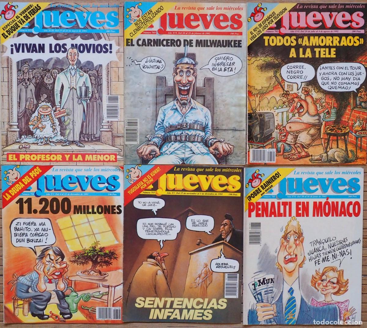 Coleccionismo de Revista El Jueves: LOTE DE 6 REVISTAS DE EL JUEVES DE LOS A&Ntilde;OS 90: N&ordm; 792, 769, 825, 785, 757, 758