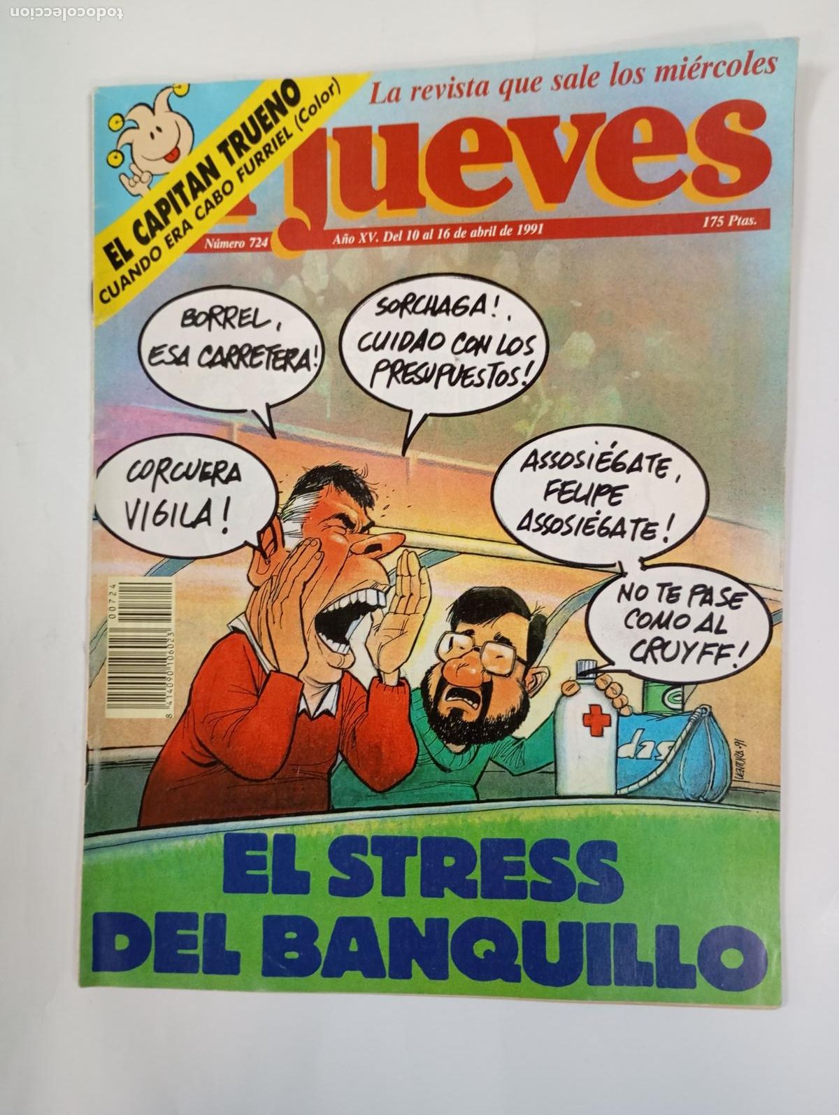 Coleccionismo de revista El Jueves: REVISTA EL JUEVES N&ordm; 724. A&Ntilde;O XV. 10 ABRIL 1991. STRESS DEL BANQUILLO TDKR94