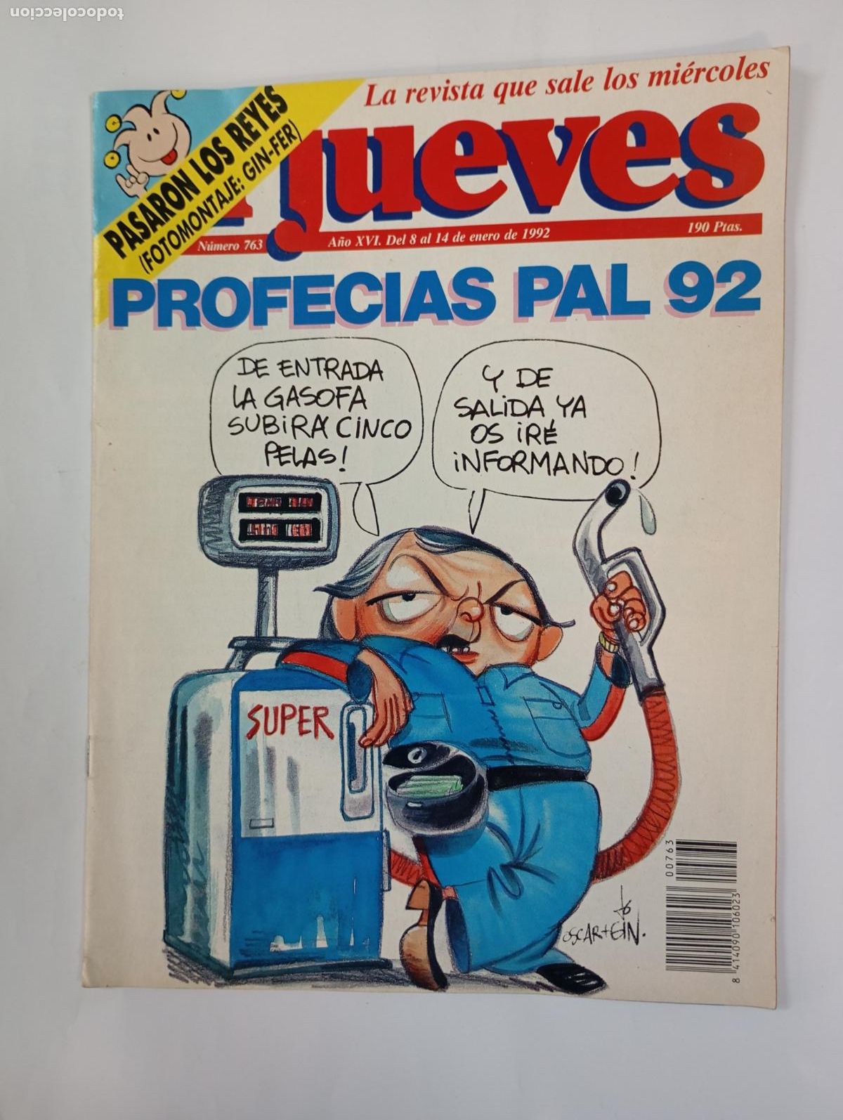 Coleccionismo de revista El Jueves: REVISTA EL JUEVES N&ordm; 763. A&Ntilde;O XVI. 8 ENERO 1992. PROFEC&Iacute;AS PAL 92. TDKR94