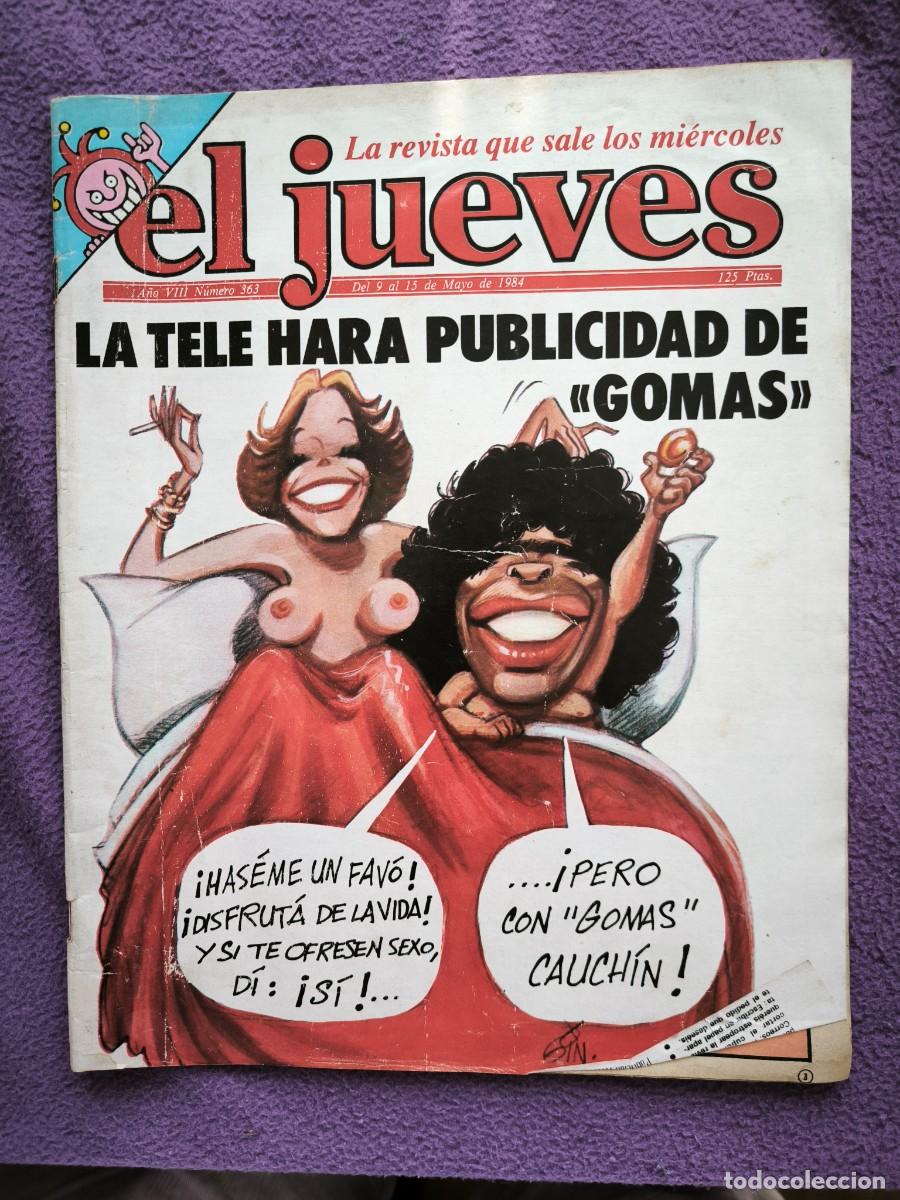 Coleccionismo de revista El Jueves: Revista El Jueves N&ordm; 363 1984 Publicidad Preservativos Cauchos TV Portada Maradona Gin Humor