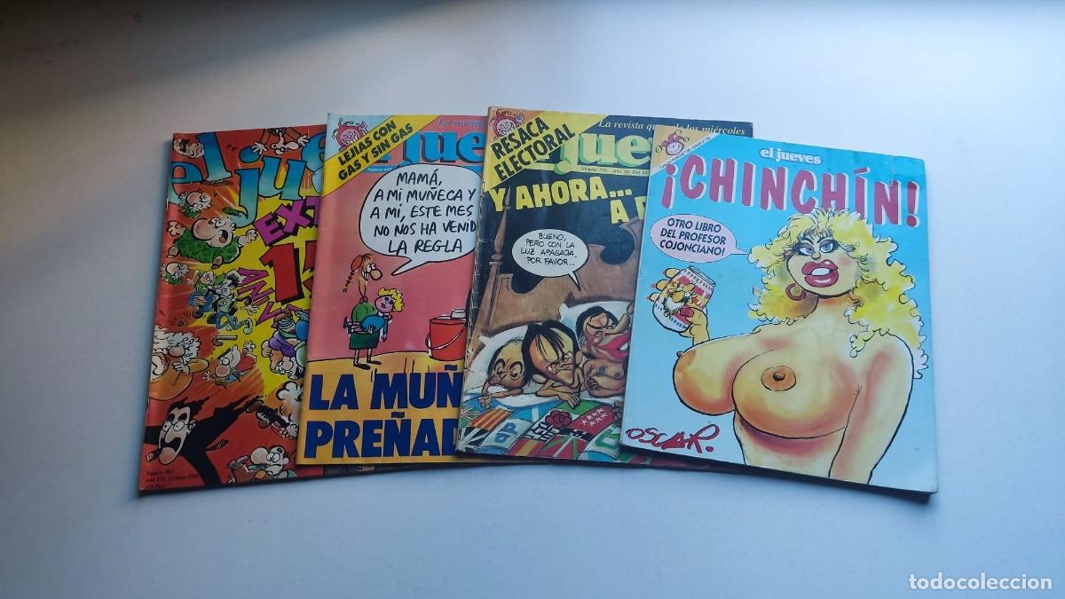 Coleccionismo de revista El Jueves: EL JUEVES - Lote 4 revistas antiguas: n&ordm; 118 (1979), 526 (1987), 655 (1989) y 783 Extra Aniversario