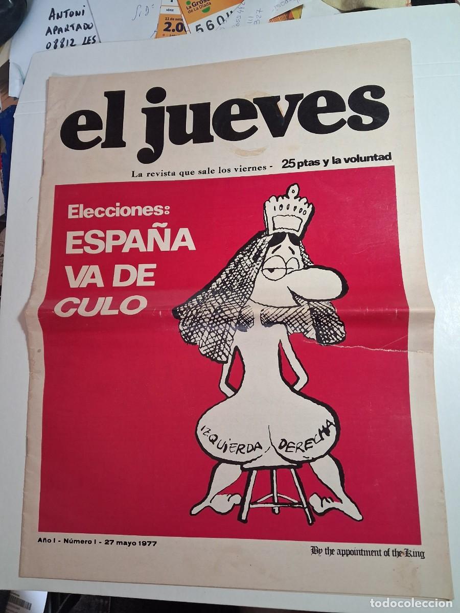Coleccionismo de revista El Jueves: el jueves n&ordm; 1. 27 de mayo de 1977 (buen estado, con rotura en portada, ver foto)