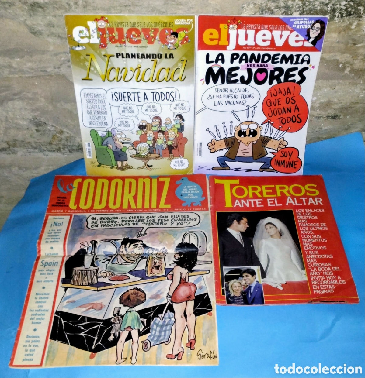 Colecionismo da Revista El Jueves: LOTE 4 REVISTAS ANTIGUAS: JUEVES x 2 + LA CODORNIZ + TOREROS ANTE EL ALTAR todas EN NORMAL ESTADO