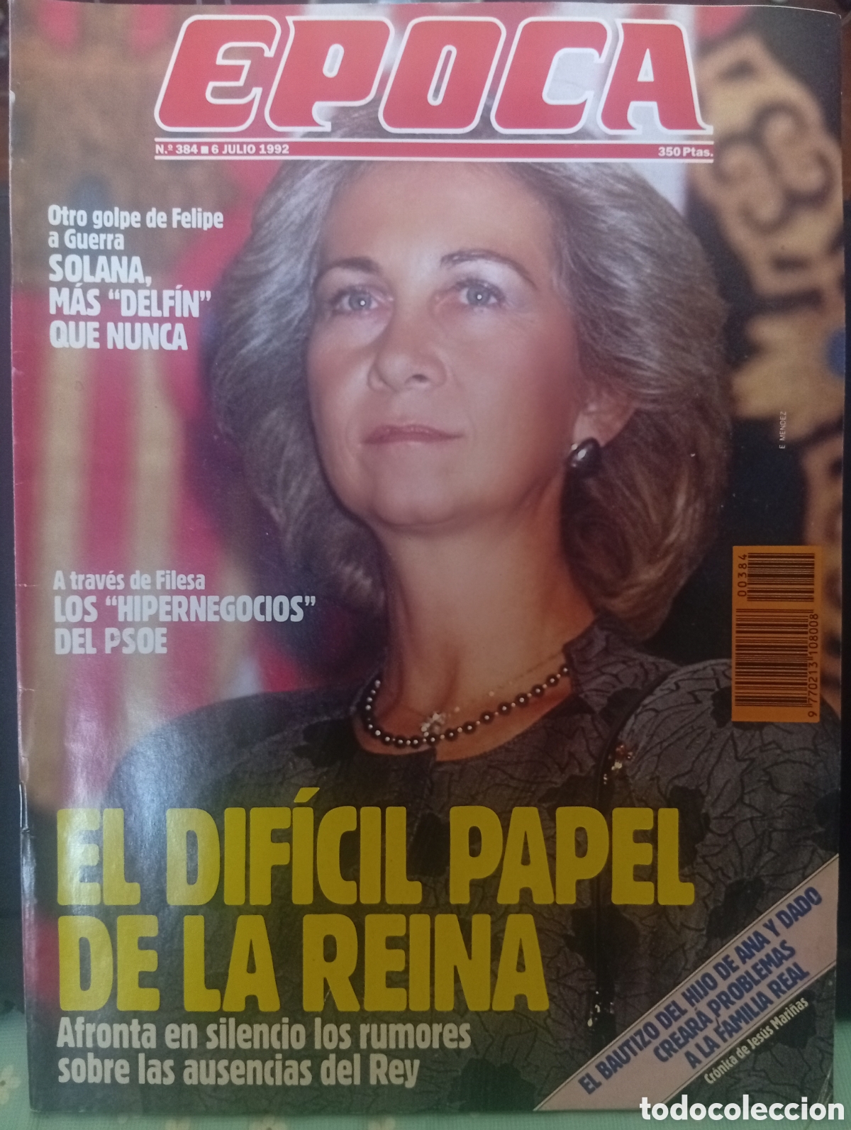 Coleccionismo de revista &Eacute;poca: Revista &Eacute;poca 384 6 de julio 1992