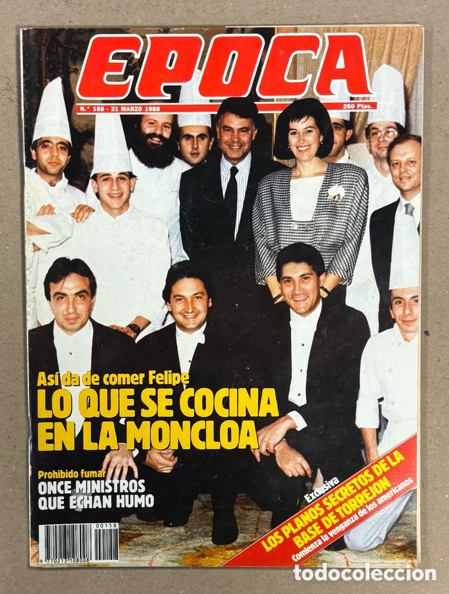 Coleccionismo de revista &Eacute;poca: &Eacute;POCA N&deg; 158 (1988). LO QUE SE COME EN MONCLOA, PLANOS SECRETOS BASE TORREJ&Oacute;N, ANGUITA,&hellip;