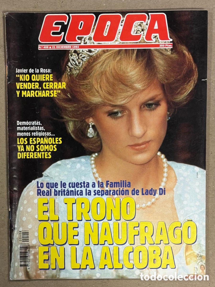 Coleccionismo de revista &Eacute;poca: &Eacute;POCA N&deg; 408 (1992). LADY DI, LORETO VALVERDE, MICKEY ROURKE, JAVIER DE LA ROSA,&hellip;
