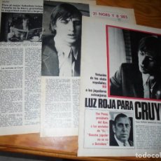 Coleccionismo de Revista Gaceta Ilustrada: RECORTE PRENSA : LUZ ROJA PARA CRUYFF. GACETA ILUSTRADA, MARZO 1970