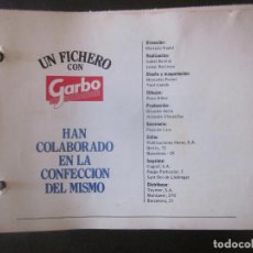 Coleccionismo de Revista Garbo: FICHERO ANTIGUO DE COCINA GARBO