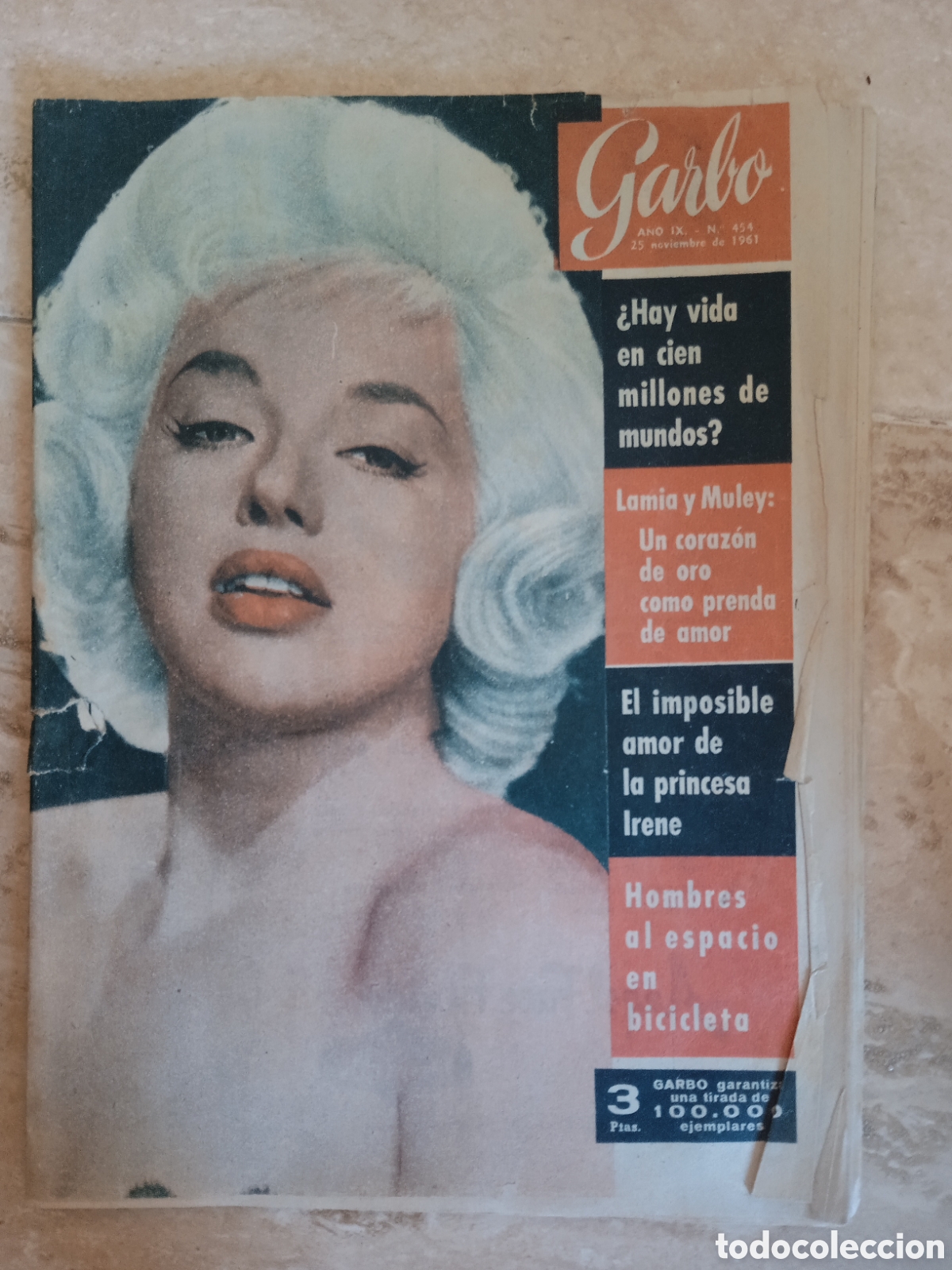 Colecionismo da Revista Garbo: Garbo 454 portada Diana Dors S. Quasimodo Jorge Juan anuncio: Riera Marsa Vim Licor del Polo Tulip&aacute;n