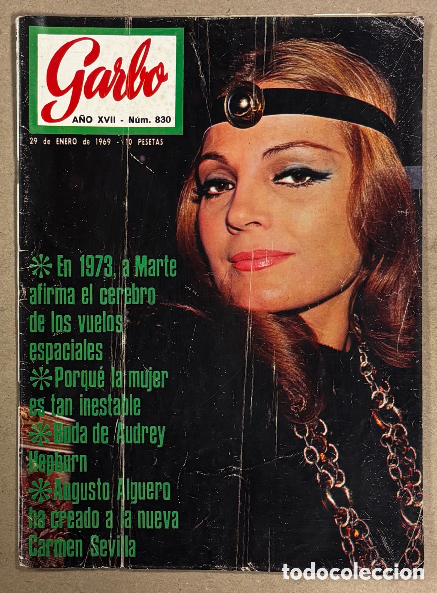 Coleccionismo de revista Garbo: GARBO N&deg; 830 (1969). SOFIA LOREN, CARMEN SEVILLA, BARBARA STREISAND, BODA AUDREY HEPBURN,&hellip;
