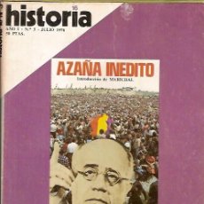 Coleccionismo de Revista Historia 16: REVISTA HISTORIA AÑO I Nº 3 AZAÑA INEDITO FRANCO PRIMO DE RIVERA LAS OLIMPIADAS JULIO 1976. Lote 50260494