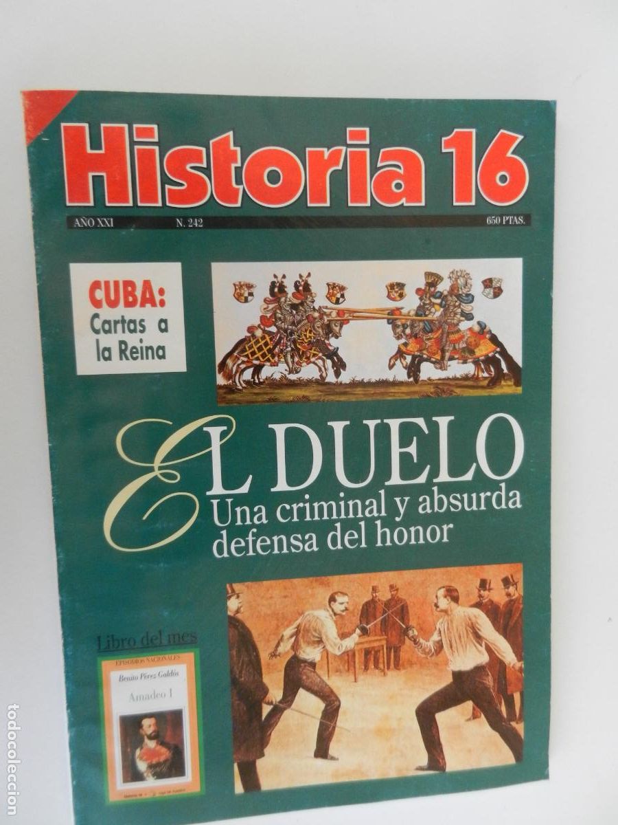 Coleccionismo de revista Historia 16: HISTORIA 16 REVISTA N&ordm; 242 A&Ntilde;O XXI - CUBA , CARTAS A LA REINA - EL DUELO DEFENSA DEL HONOR