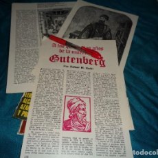 Coleccionismo de Revista Historia y Vida: RECORTE : 500 AÑOS DE LA MUERTE DE GUTENBERG. HIST, Y VIDA, JULIO 1968