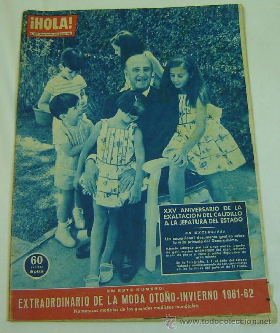 Colecionismo da Revista &iexcl;Hola!: REVISTA HOLA N&ordm; 892 -30 SEPTIEMBRE AL 6 OCTUBRE 1961-FRANCISCO FRANCO CON SUS NIETOS