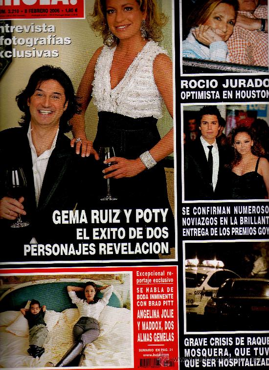 Collectionnisme de Magazine &iexcl;Hola!: REVISTA &iexcl;HOLA! N&ordm; 3.210 (8 Febrero 2006 &middot; en portada: gema ruiz y poty &middot; 116 p&aacute;ginas)