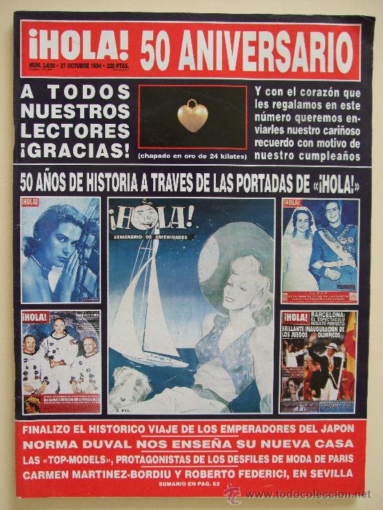 Colecionismo da Revista &iexcl;Hola!: HOLA N&ordm; 2620 - 27 OCTUBRE 1994 - 50 ANIVERSARIO - NORMA DUVAL, BELEN RUEDA, ARANCHA SANCHEZ VICARIO
