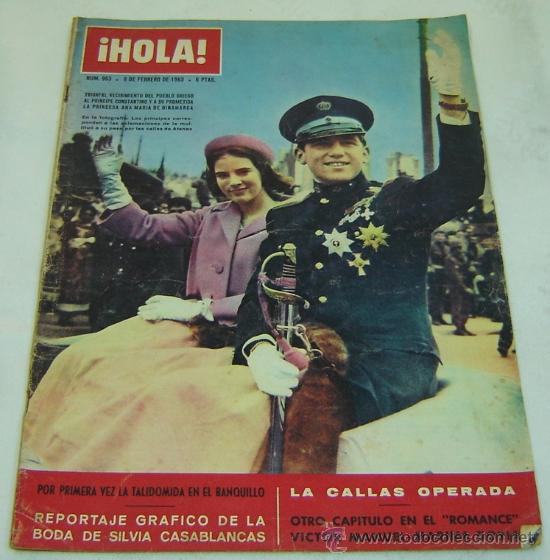 Collectionnisme de Magazine &iexcl;Hola!: REVISTA HOLA nro.963-PRINCIPE CONSTANTINO DE GRECIA Y PROMETIDA-09/02/1963