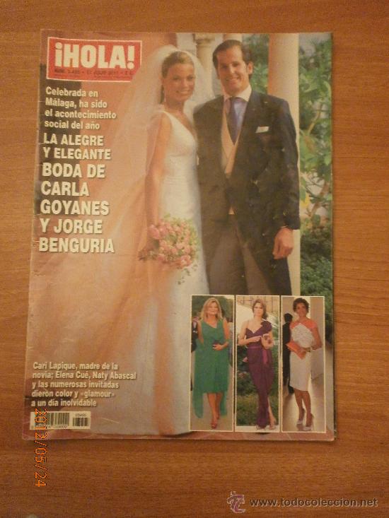 Collectionnisme de Magazine &iexcl;Hola!: REVISTA HOLA ,N&ordm; 3495 27 JULIO 2011-  BODA DE CARLA GOYANES Y JORGE BENGURIA