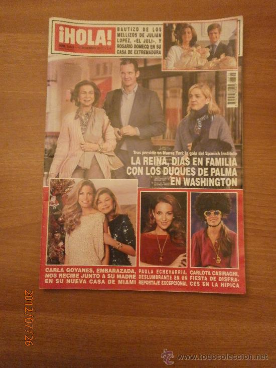 Collectionnisme de Magazine &iexcl;Hola!: REVISTA  HOLA , N&ordm; 3515- 14 DICIEMBRE 2011- LA REINA DIAS EN FAMILIA