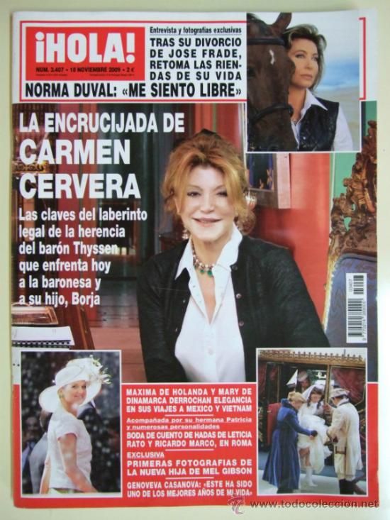 Coleccionismo de Revista Hola: HOLA N&ordm; 3.407 - 18 NOVIEMBRE 2009 - CARMEN CERVERA , GENOVEVA CASANOVA , NORMA DUVAL , LETIZIA ORTIZ