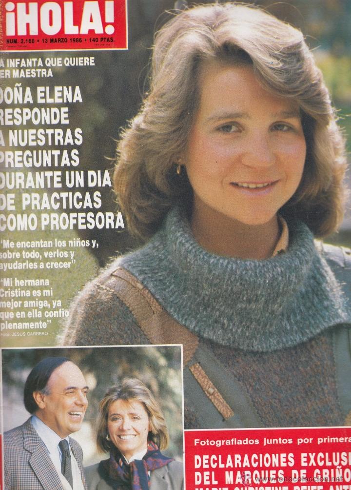 Coleccionismo de Revista Hola: REVISTA HOLA N&ordm; 2168 A&Ntilde;O 1986. INFANTA ELENA. MARQUES DE GRI&Ntilde;ON Y MARIE CHRISTINE.