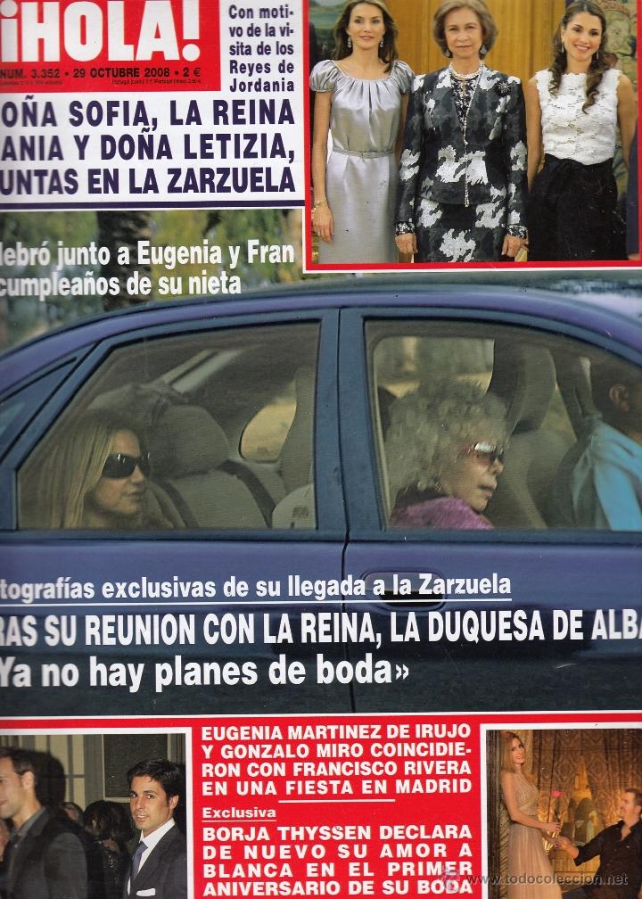 Collezionismo di Rivista &iexcl;Hola!: REVISTA HOLA N&ordm; 3352 A&Ntilde;O 2008.  SORIA, RANIA DE JORDANIA Y LETIZIA. DUQUESA DE ALBA. BORJA THYSSEN.