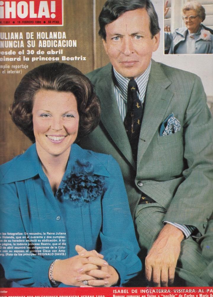 Collectionnisme de Magazine &iexcl;Hola!: REVISTA HOLA N&ordm; 1851 A&Ntilde;O 1980. JULIANA DE HOLANDA. COLECCIONES PRIMAVERA-VERANO 1980.