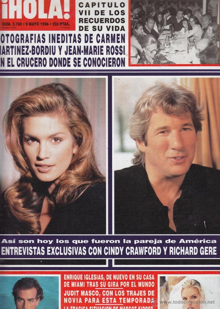 Coleccionismo de Revista Hola: REVISTA HOLA N&ordm; 2700 A&Ntilde;O 1996. CARMEN MATINEZ BORDIU Y ROSSI.CINDY CRAWFORD Y RICHARD GERE. J. MASCO