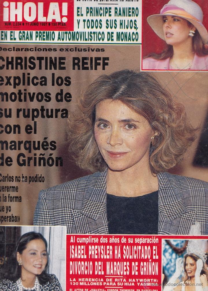 Coleccionismo de Revista Hola: REVISTA HOLA N&ordm; 2234 A&Ntilde;O 1987. PRINCIPE RAINIERO. CHISTINE REIFF. PREYSLER. CHILENA CECILIA MISS UNI