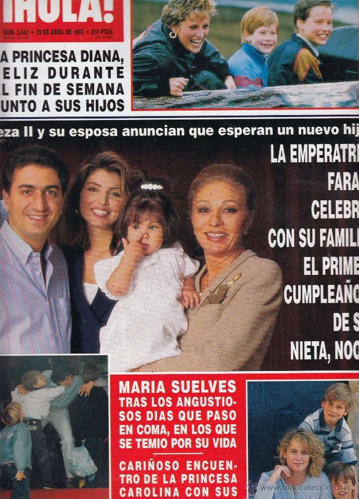Coleccionismo de Revista Hola: REVISTA HOLA N&ordm; 2542 A&Ntilde;O 1993. PRINCESA DIANA Y SUS HIJOS. EMPERATRIZ FARAH. MARIA SUELVES.