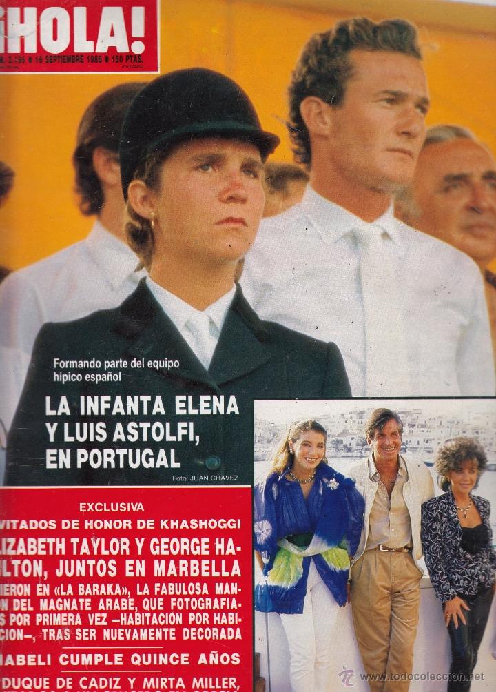 Coleccionismo de Revista Hola: REVISTA HOLA 2195 A&Ntilde;O 1986. INFANTA ELENA Y LUIS ASTOLFI. ELIZABETH TAYLOS Y GEORGE HAMILTON.CHABELI