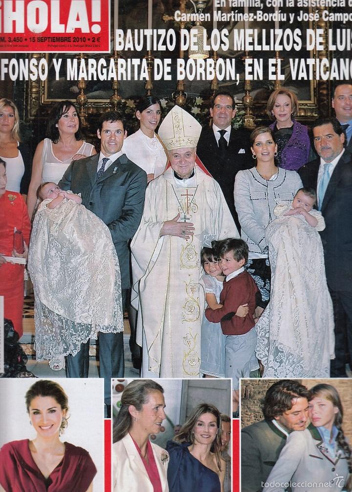 Coleccionismo de Revista Hola: REVISTA HOLA N&ordm; 3450 A&Ntilde;O 2010. BAUTIZO MELLIZOS DE LUS ALFONSO Y MARGARITA. RANIA DE JORDANIA.