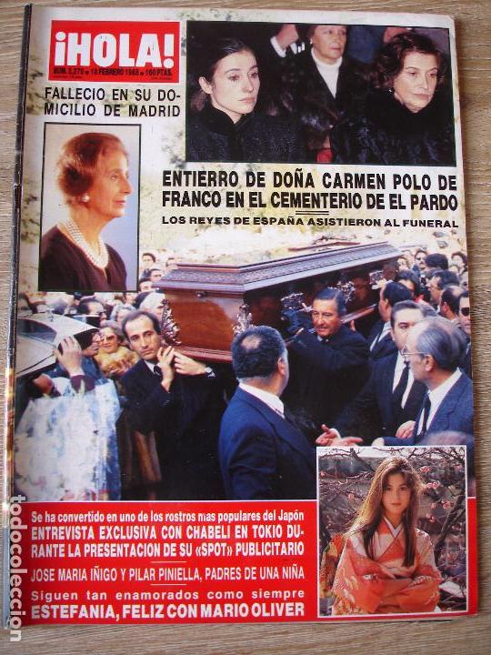 Coleccionismo de Revista Hola: REVISTA HOLA NUM 2.270 DE 18/02/1988 ENTIERRO DE DO&Ntilde;A CARMEN POLO DE FRANCO EN EL CEMENTERIO DE...