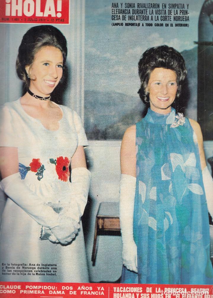 Collection Magazine &iexcl;Hola!: REVISTA HOLA N&ordm; 1401 A&Ntilde;O 1971.ANA DE INGLATERRA Y SONIA DE NORUEGA.CLAUDE POMPIDOU. BEATRIZ HOLANDA.