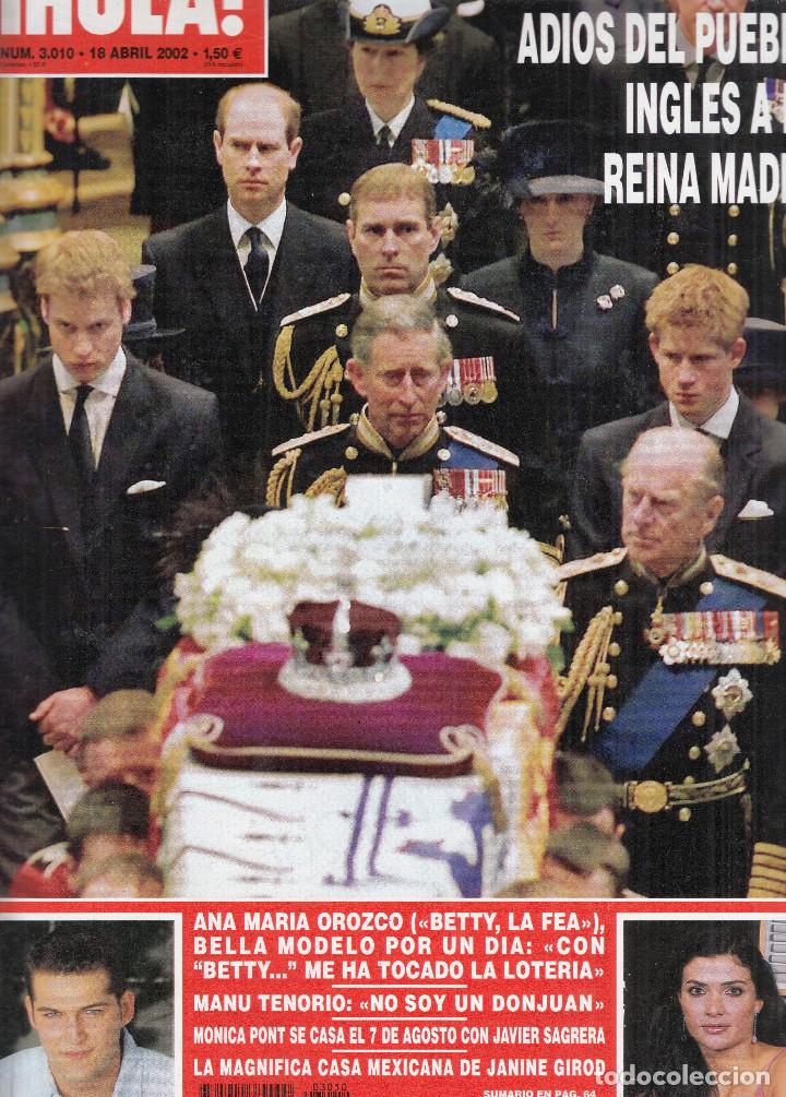Sammeln von Zeitschriften &iexcl;Hola!: REVISTA HOLA N&ordm; 3010 A&Ntilde;O 2002. REINA MADRE. ANA MARIA OROZCO MANU TENORIO. MONICA PONT.JANINE GIROD.