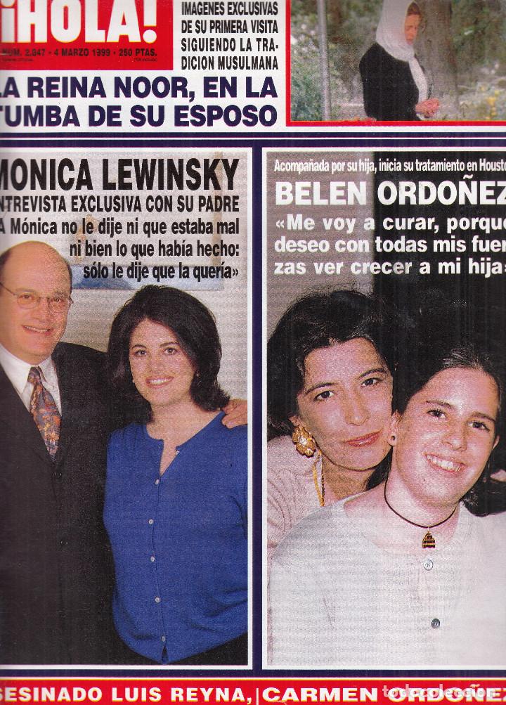Sammeln von Zeitschriften &iexcl;Hola!: REVISTA HOLA N&ordm; 2847 A&Ntilde;O 1999. REINA NOOR. MONICA LEWINSKY. BELEN ORDO&Ntilde;EZ. CARMEN ORDO&Ntilde;EZ.