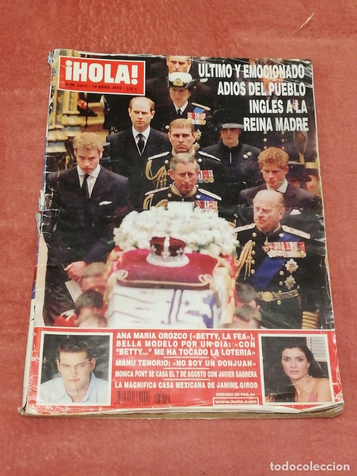Coleccionismo de Revista Hola: REVISTA &iexcl;HOLA! N&ordm; 3.010 &middot; en portada: entierro reina madre de inglaterra &middot; 18 DE ABRIL DE 2002