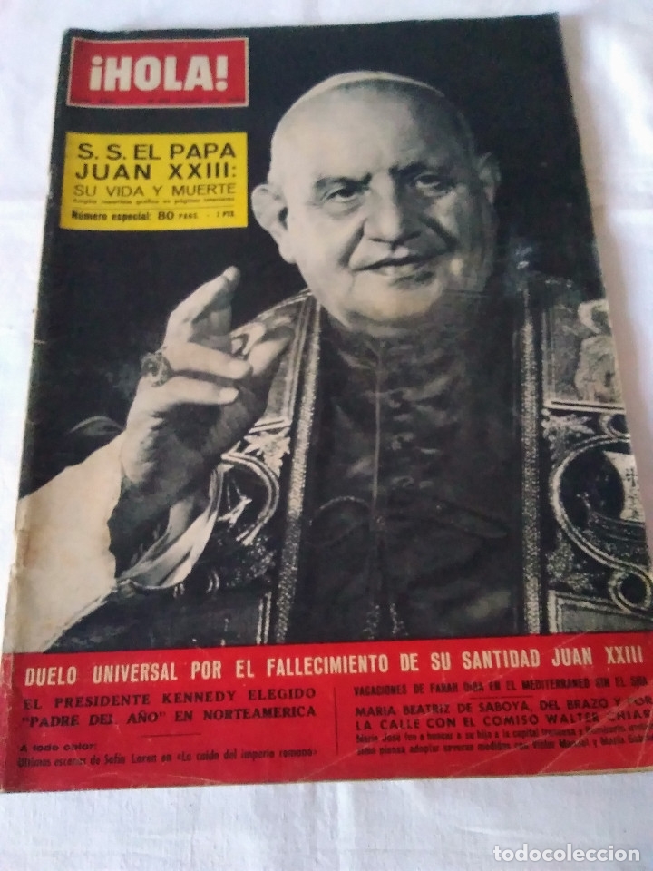 Collectionnisme de Magazine &iexcl;Hola!: 9-REVISTA HOLA, VIDA Y MUERTE DE SU SANTIDAD EL PAPA JUAN XXIII, n&ordm; 980, 1963
