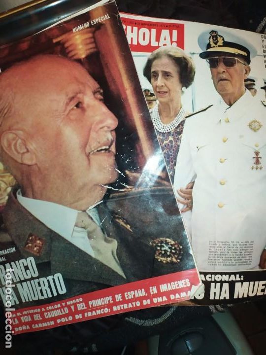 Collectionnisme de Magazine &iexcl;Hola!: LOTE DOS REVISTAS FRANCO A MUERTO N&Uacute;MERO ESPECIAL EL CAUDILLO 1975