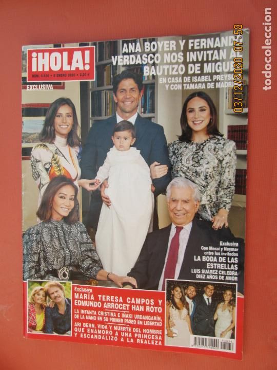 Coleccionismo de Revista Hola: REVISTA HOLA - N&ordm; 3936 - ENERO 2020 - BAUTIZO, ISABEL PREYSLER, VERDASCO, ARROCET, MESSI ....