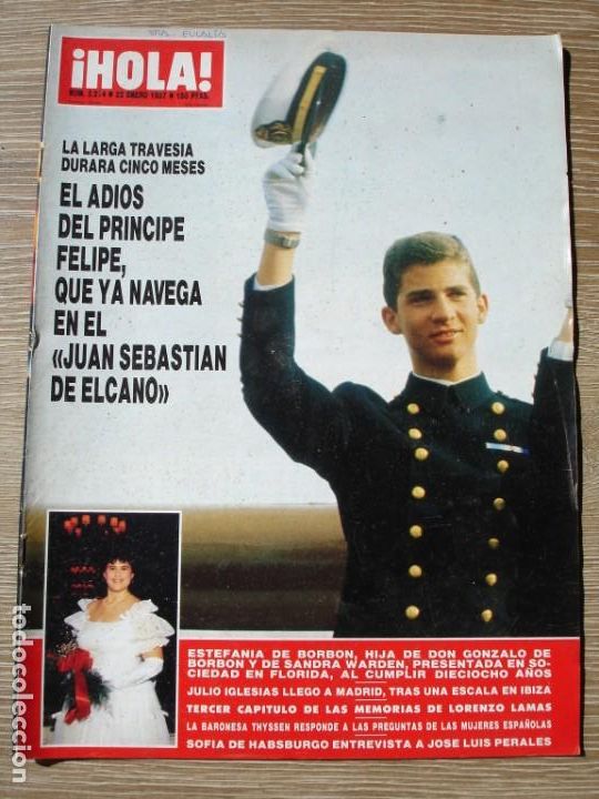 Coleccionismo de Revista Hola: REVISTA HOLA NUM 2.214 DE 22/01/1987 EL ADIOS DEL PRINCIPE FELIPE QUE YA NAVEGA EN EL JUAN SEBASTIAN